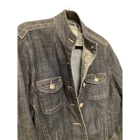 Chico's Platinum Blue Jean Jacket with Lace in Size 2, Preloved - Picture 4 of 6